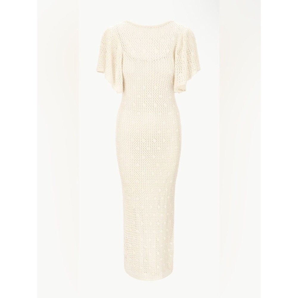Staud  Isla Pointelle-Knit Cotton Maxi Dress in Ecru XS NWOT